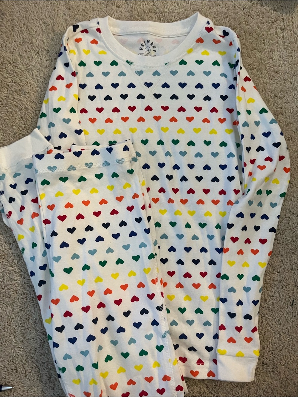 Primary Organic Cotton Rainbow Hearts Pajama Set